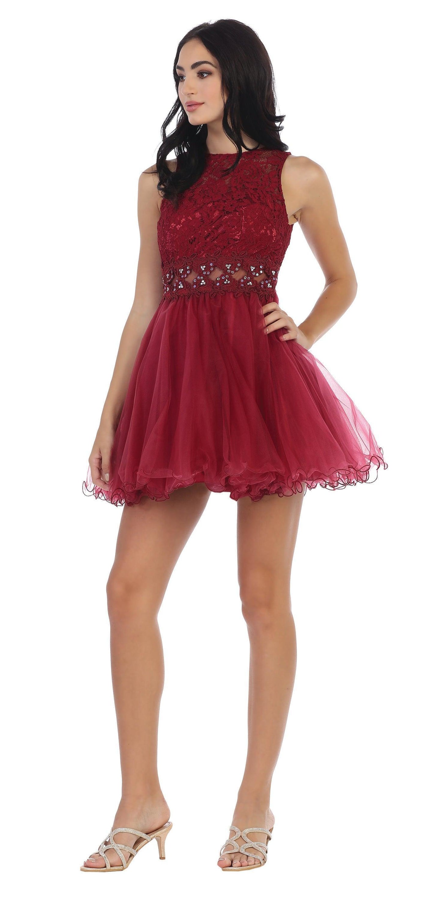 Short Prom Sleeveless Lace Cocktail Party Dress Sale - The Dress Outlet