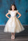 Short Ruffle Sleeves Beaded Flower Girl Dress - The Dress Outlet