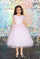 Short Ruffle Sleeves Beaded Flower Girl Dress - The Dress Outlet