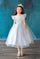 Short Ruffle Sleeves Beaded Flower Girl Dress - The Dress Outlet