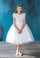 Short Ruffle Sleeves Beaded Flower Girl Dress - The Dress Outlet