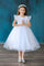 Short Ruffle Sleeves Beaded Flower Girl Dress - The Dress Outlet