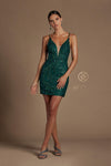 Short Sexy Sequins Spaghetti Strap Cocktail Dress - The Dress Outlet