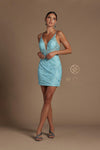 Short Sexy Sequins Spaghetti Strap Cocktail Dress - The Dress Outlet