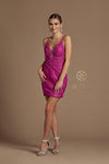 Short Sexy Sequins Spaghetti Strap Cocktail Dress - The Dress Outlet