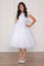 Short Sleeve Lace Bodice Flower Girl Dress - The Dress Outlet