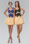 Short Sleeveless Floral Lace Cocktail Prom Dress - The Dress Outlet