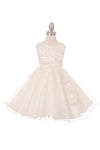 Short Sleeveless Glitter Flower Girl Dress - The Dress Outlet