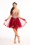 Short Strapless Homecoming Glitter Mesh Prom Dress - The Dress Outlet