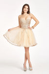 Short Strapless Homecoming Glitter Mesh Prom Dress - The Dress Outlet