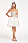 Short Strapless Homecoming Glitter Mesh Prom Dress - The Dress Outlet