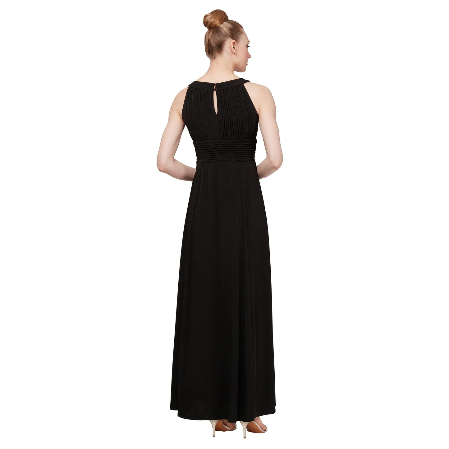 SL Fashions Long Formal Pleated Maxi Dress 9134139 - The Dress Outlet