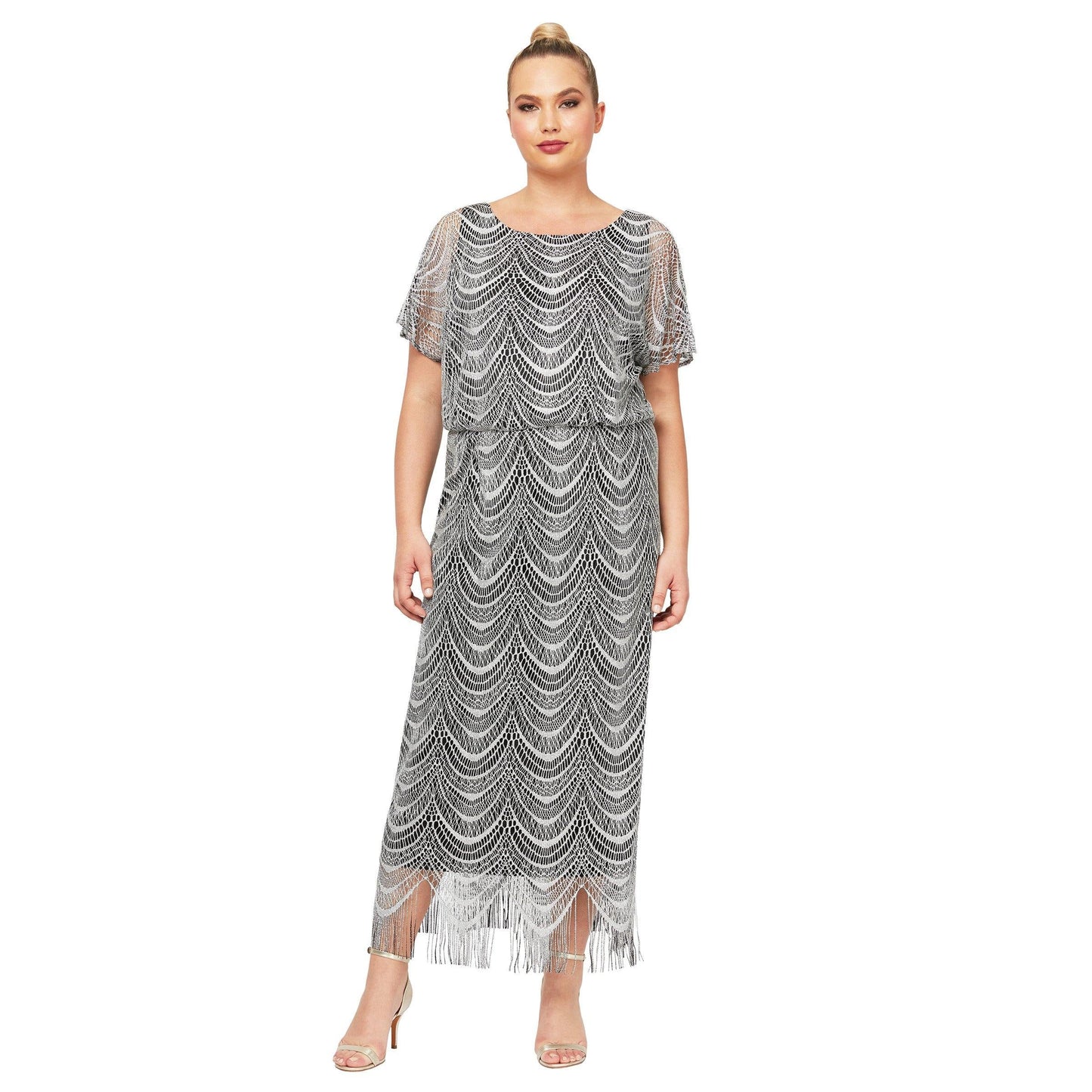 SL Fashions Long Plus Size Blouson Dress 695173 - The Dress Outlet