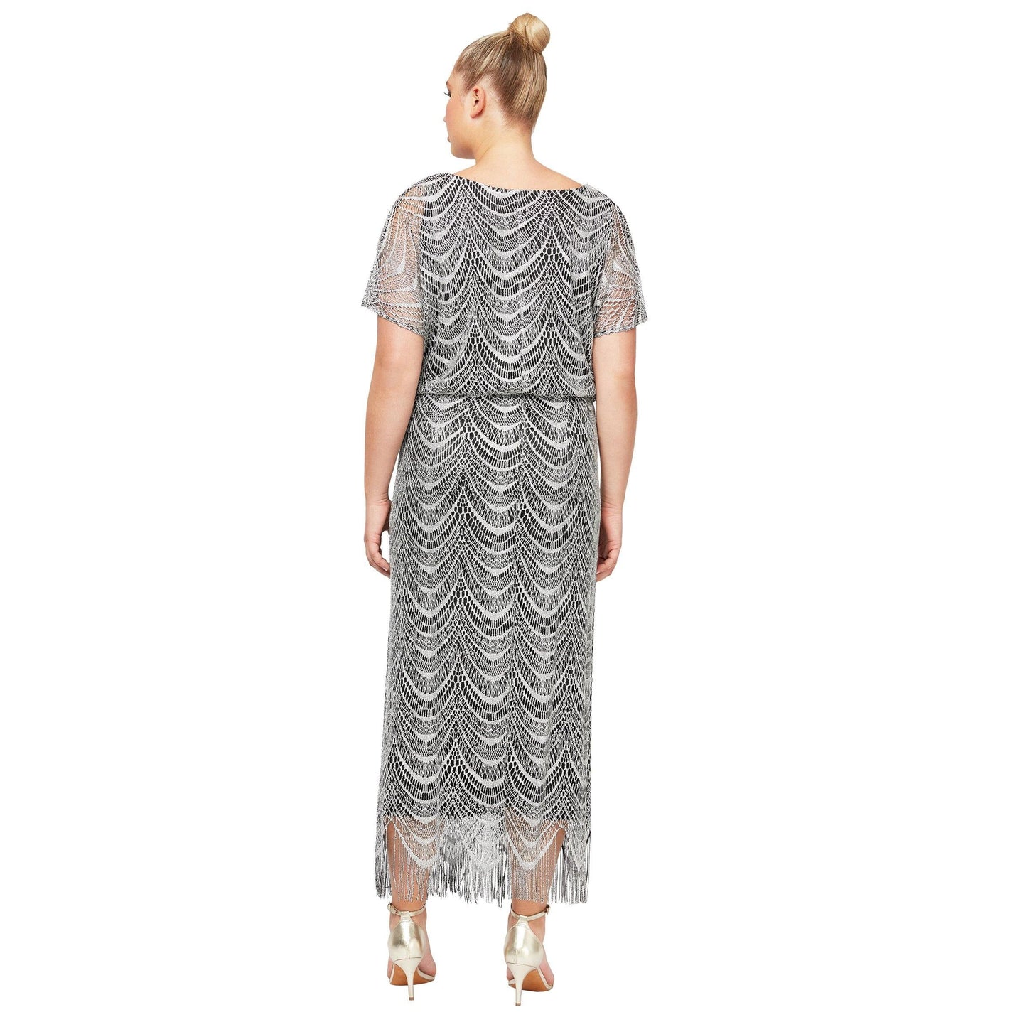 SL Fashions Long Plus Size Blouson Dress 695173 - The Dress Outlet