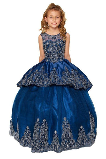 Pretty Flower Girl Dress with Applique and Taffeta fabric Free Shipping