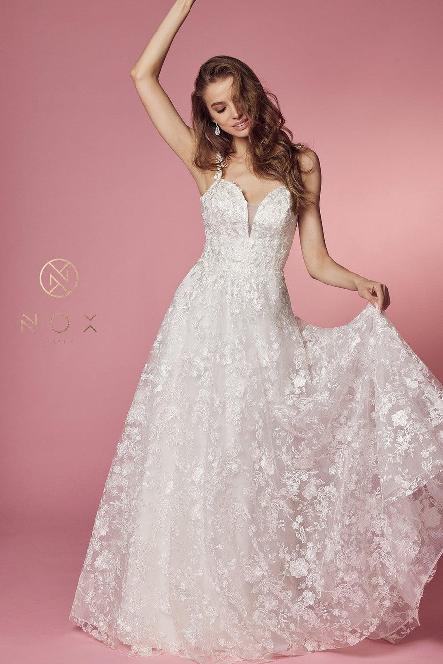 Sleeveless A-Line Long Wedding Gown - The Dress Outlet