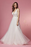 Sleeveless A-Line Long Wedding Gown - The Dress Outlet