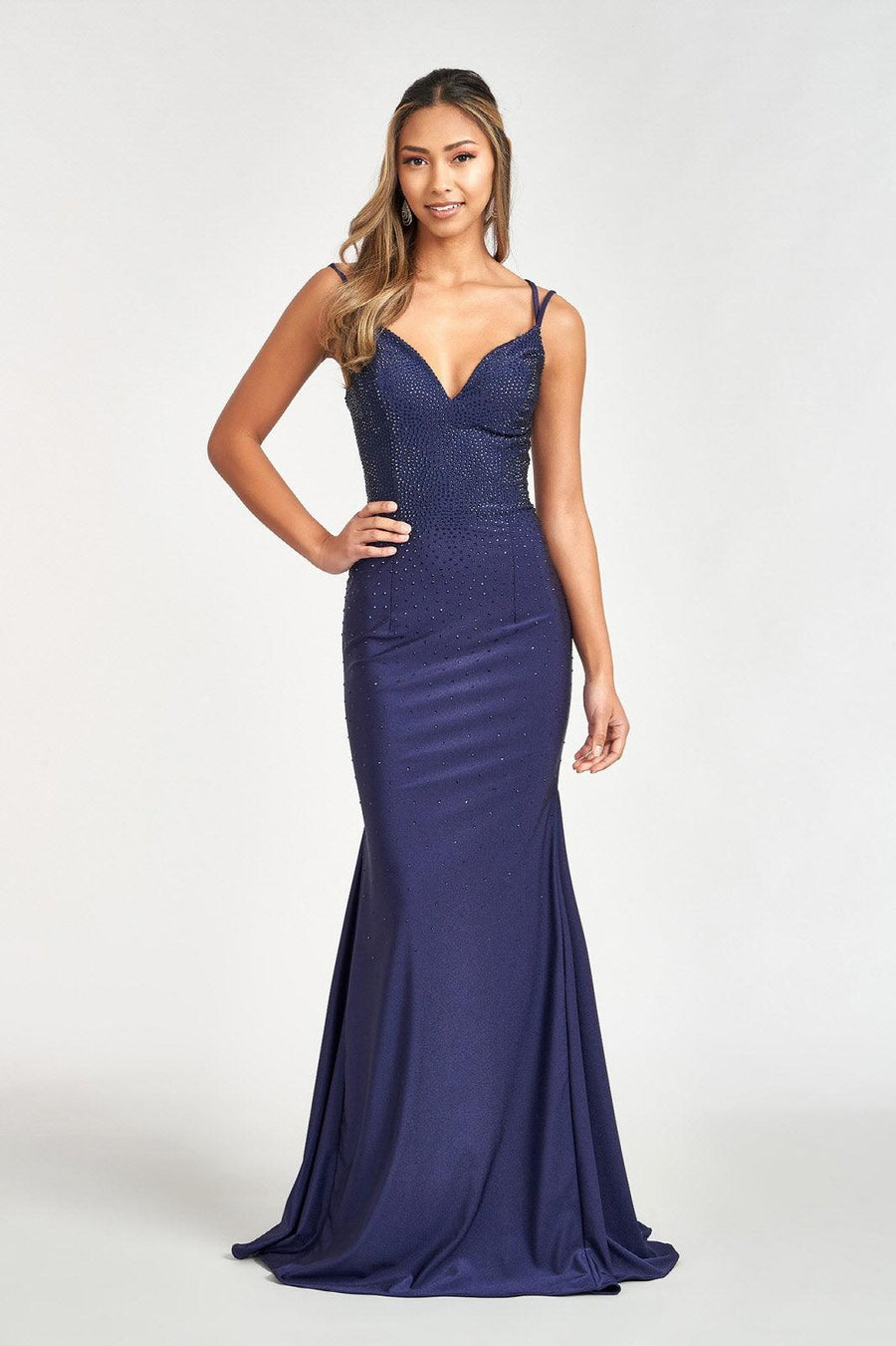 Sleeveless Beaded Mermaid Prom Long Dress - The Dress Outlet