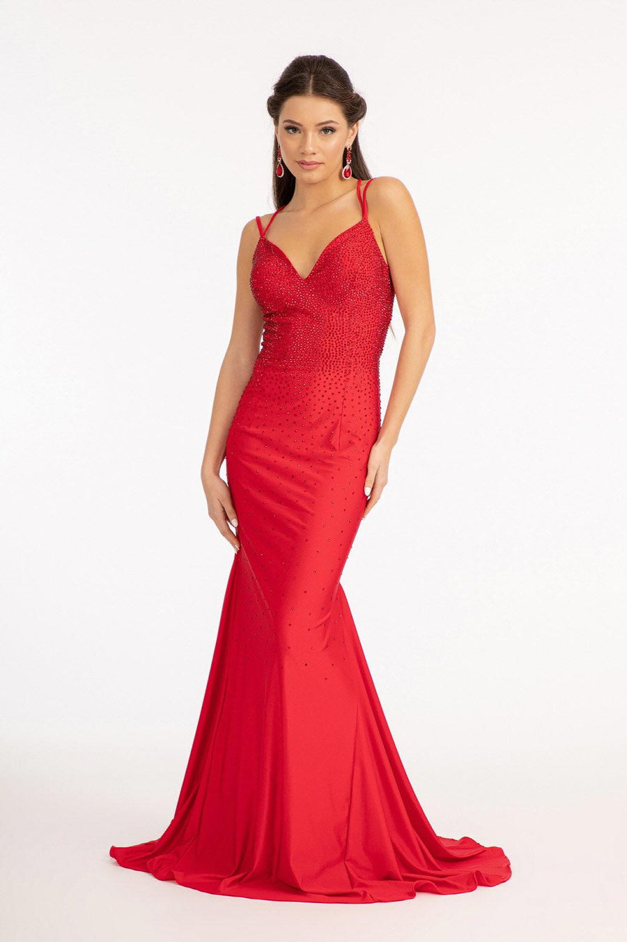 Sleeveless Beaded Mermaid Prom Long Dress - The Dress Outlet