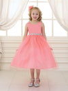 Sleeveless Beaded Waistline Flower Girl Dress - The Dress Outlet