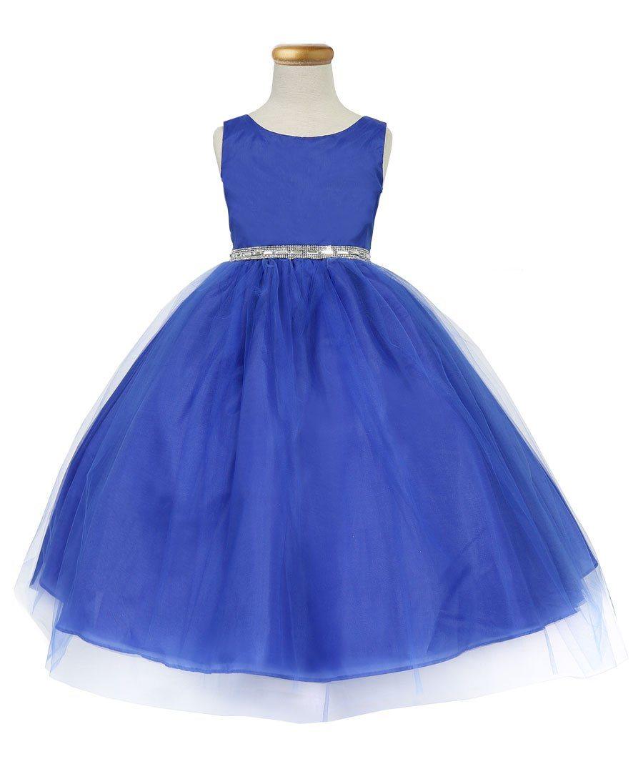 Sleeveless Beaded Waistline Flower Girl Dress - The Dress Outlet