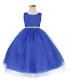 Sleeveless Beaded Waistline Flower Girl Dress - The Dress Outlet