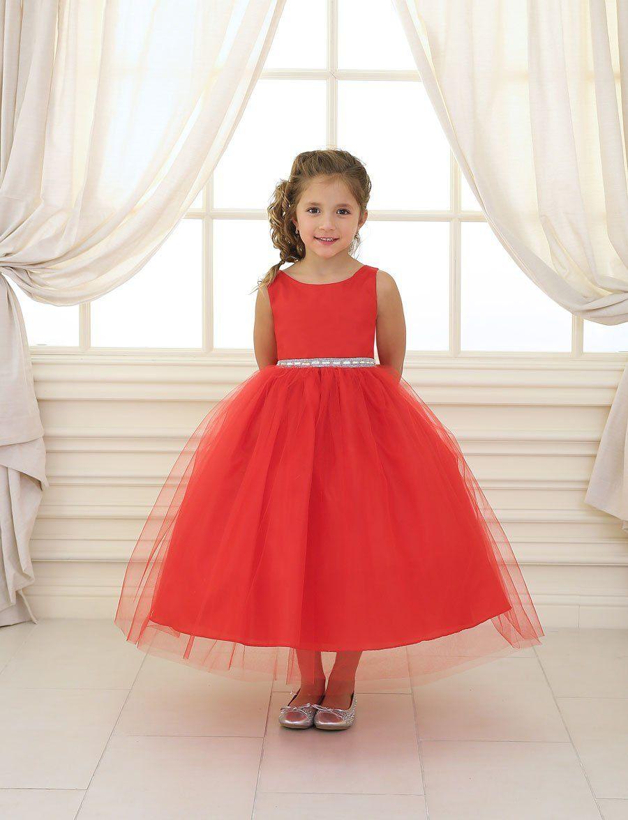 Sleeveless Beaded Waistline Flower Girl Dress - The Dress Outlet