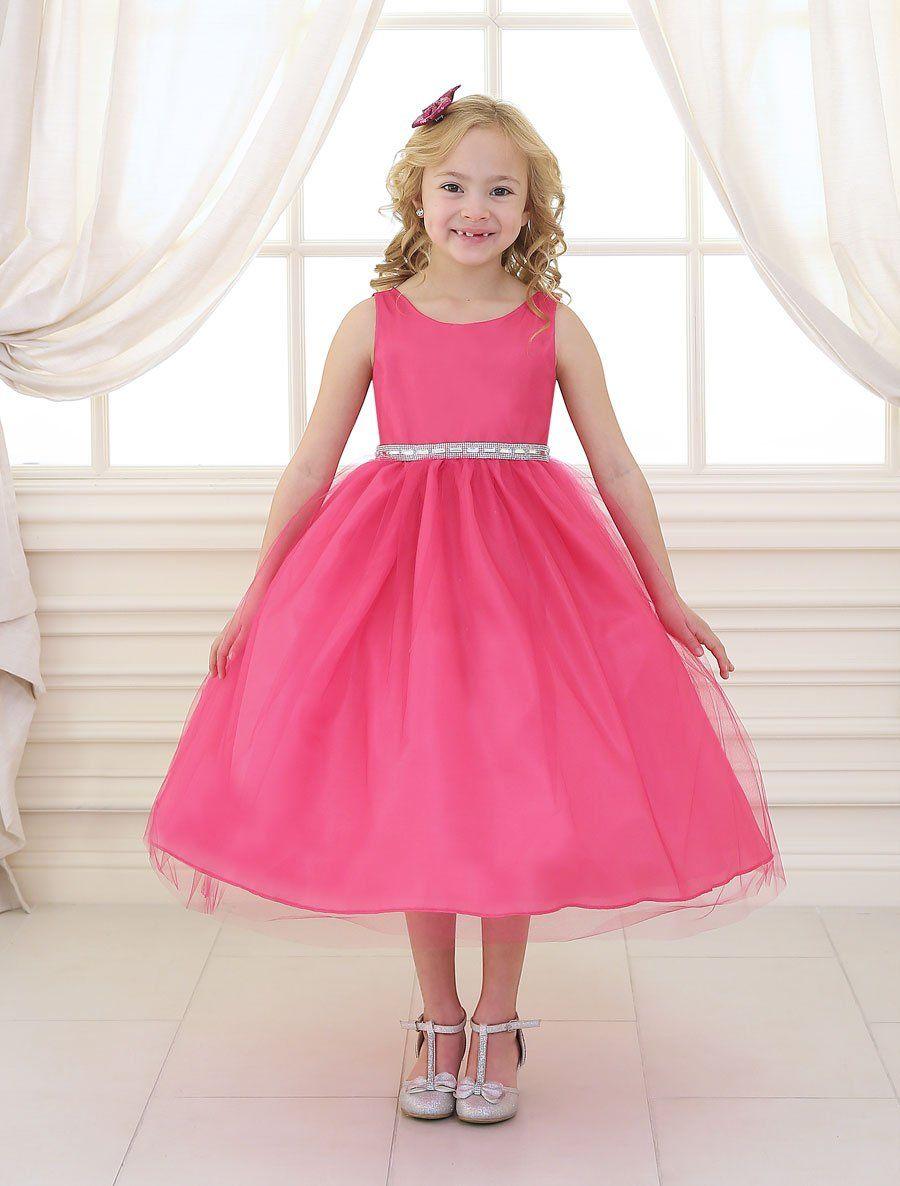 Sleeveless Beaded Waistline Flower Girl Dress - The Dress Outlet