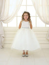 Sleeveless Beaded Waistline Flower Girl Dress - The Dress Outlet