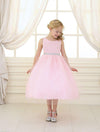 Sleeveless Beaded Waistline Flower Girl Dress - The Dress Outlet