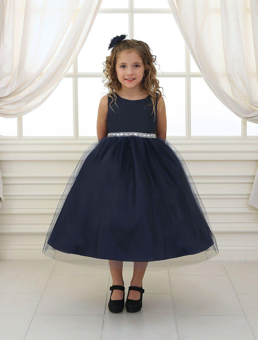 Sleeveless Beaded Waistline Flower Girl Dress - The Dress Outlet