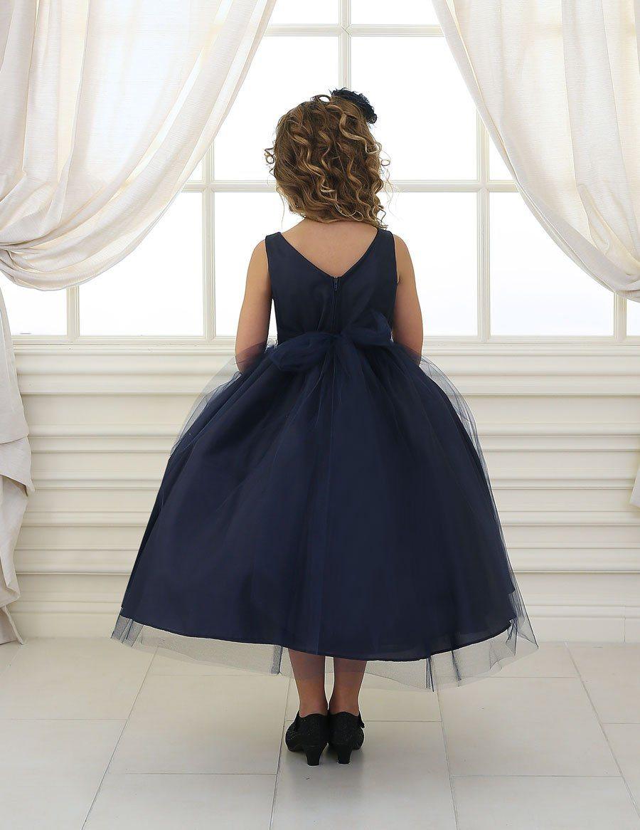 Sleeveless Beaded Waistline Flower Girl Dress - The Dress Outlet