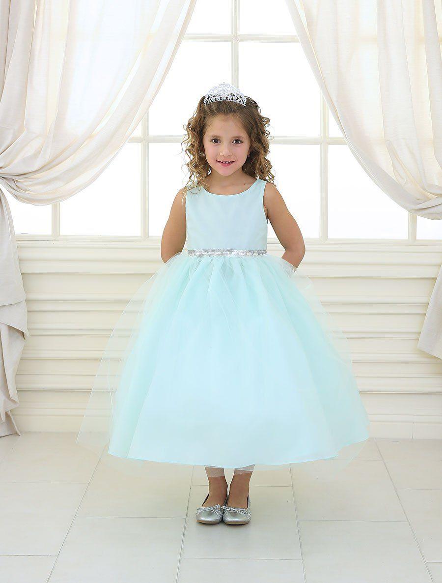 Sleeveless Beaded Waistline Flower Girl Dress - The Dress Outlet