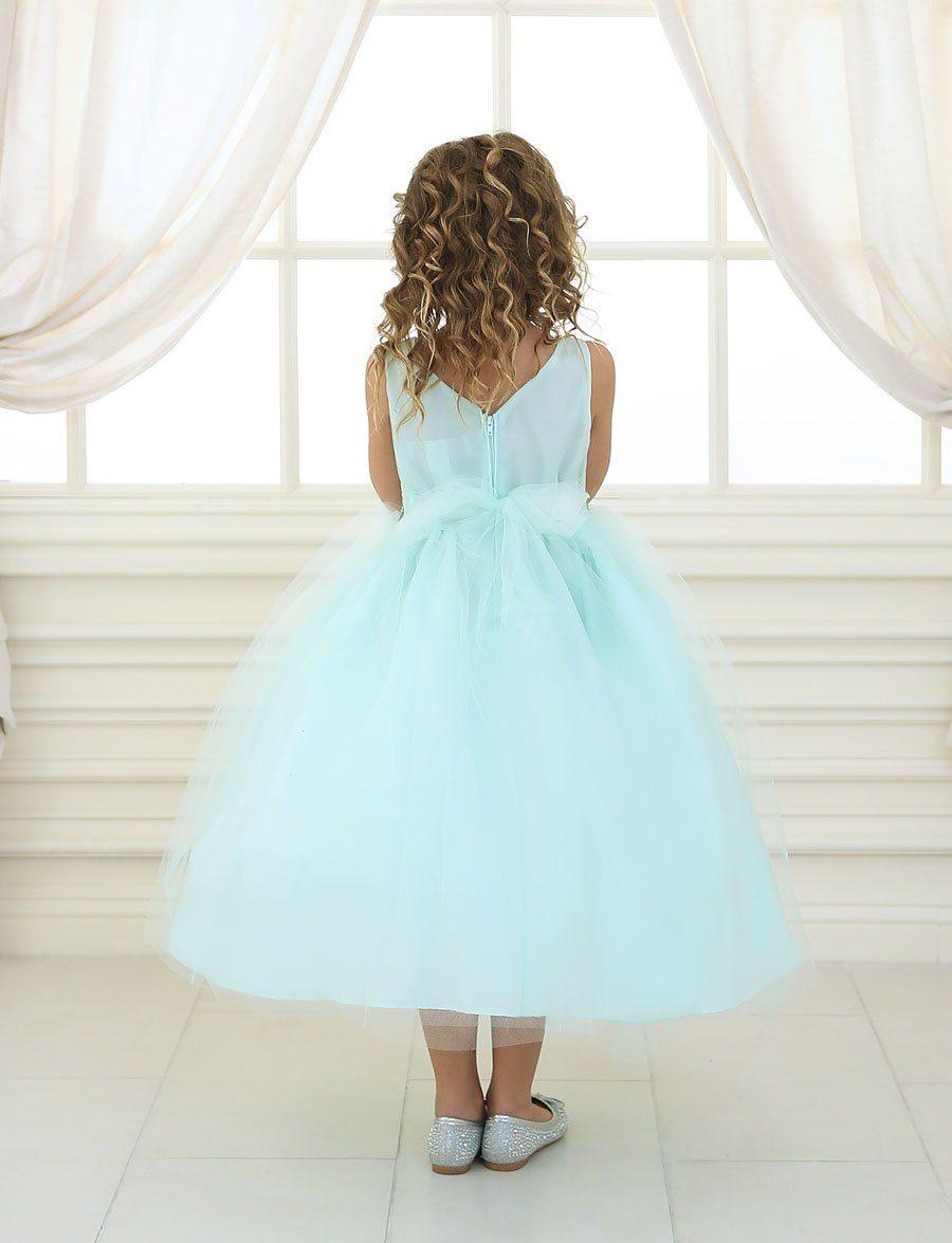 Sleeveless Beaded Waistline Flower Girl Dress - The Dress Outlet