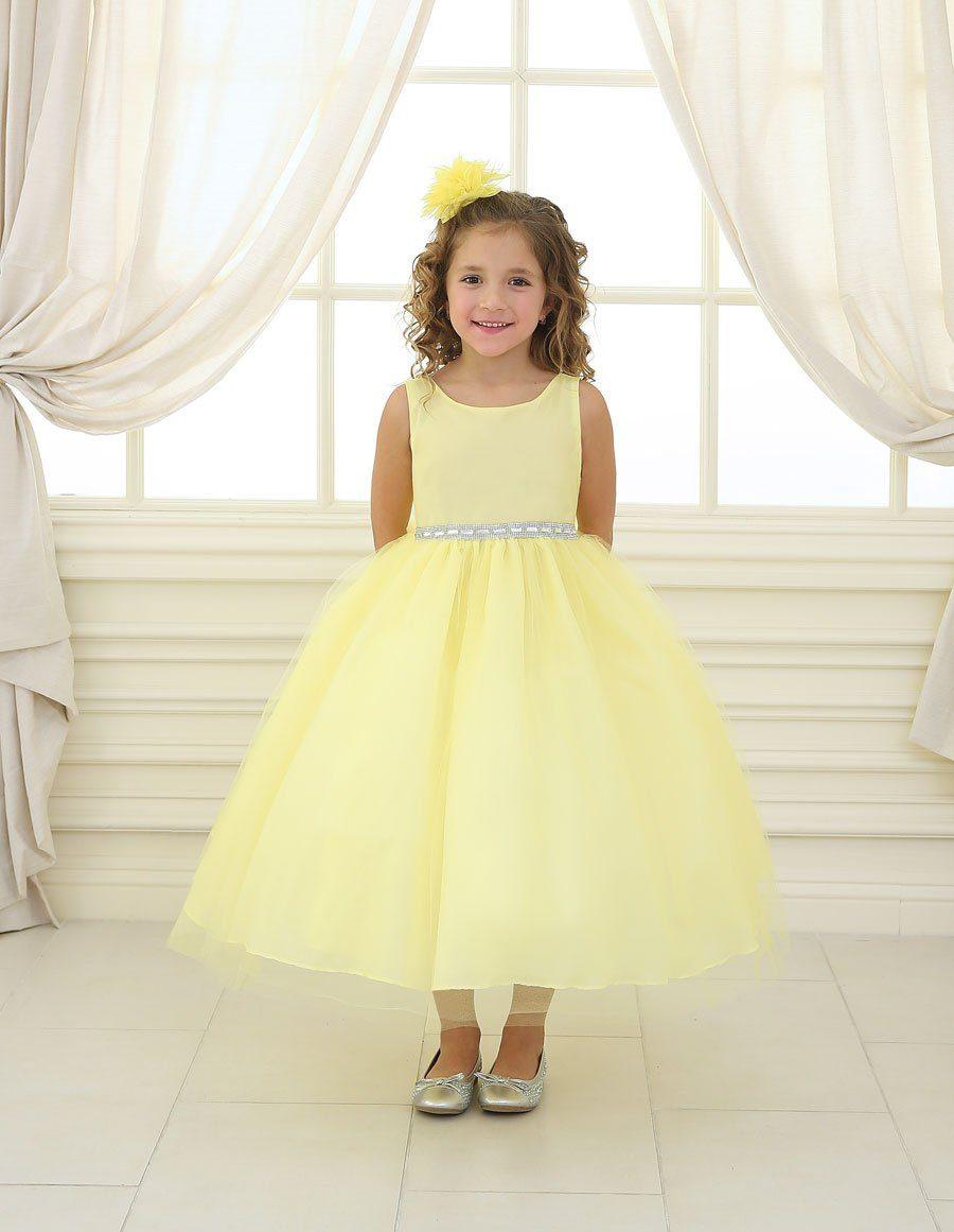 Sleeveless Beaded Waistline Flower Girl Dress - The Dress Outlet