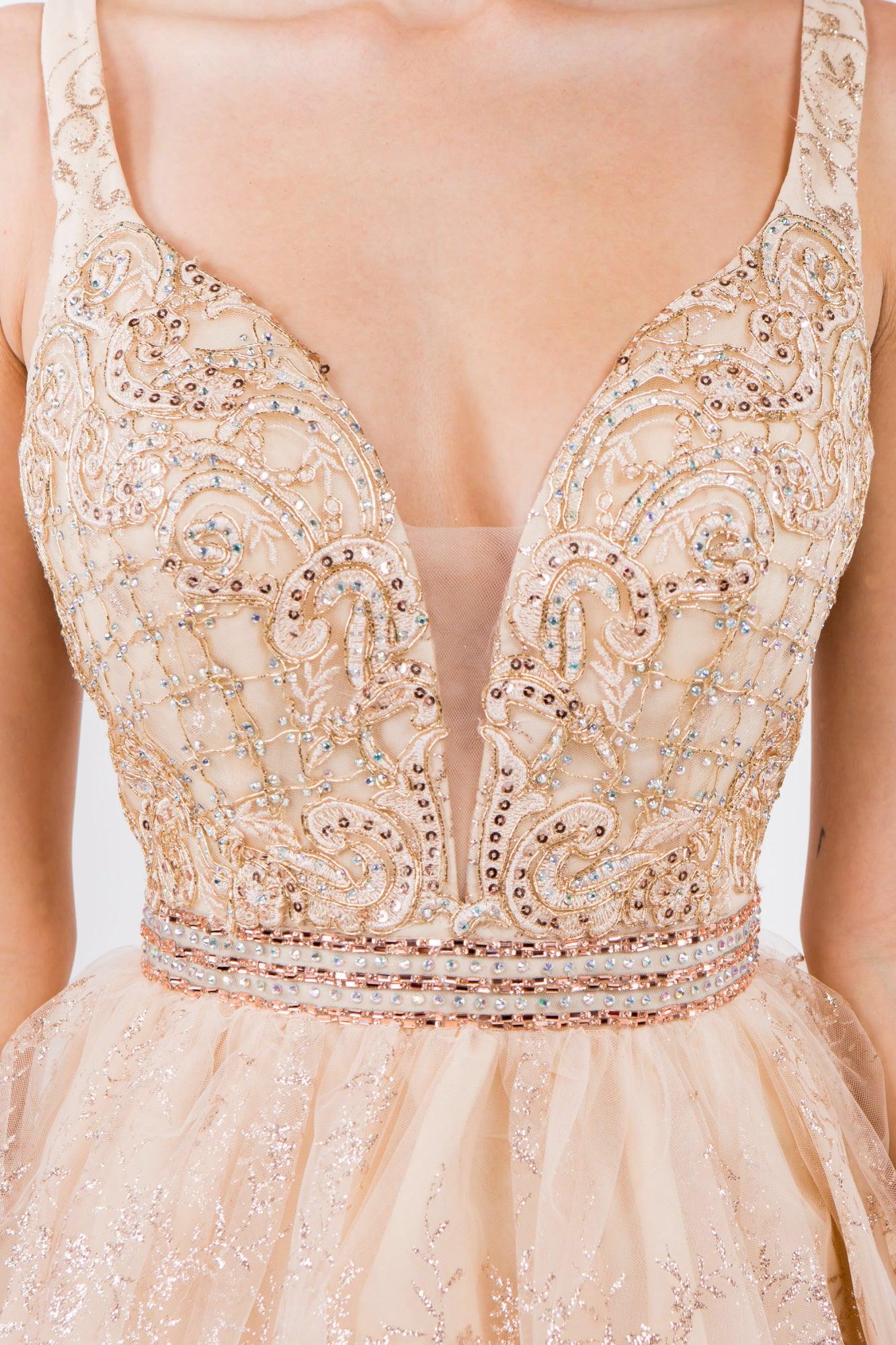 Sleeveless Embroidered Short Homecoming Dress - The Dress Outlet