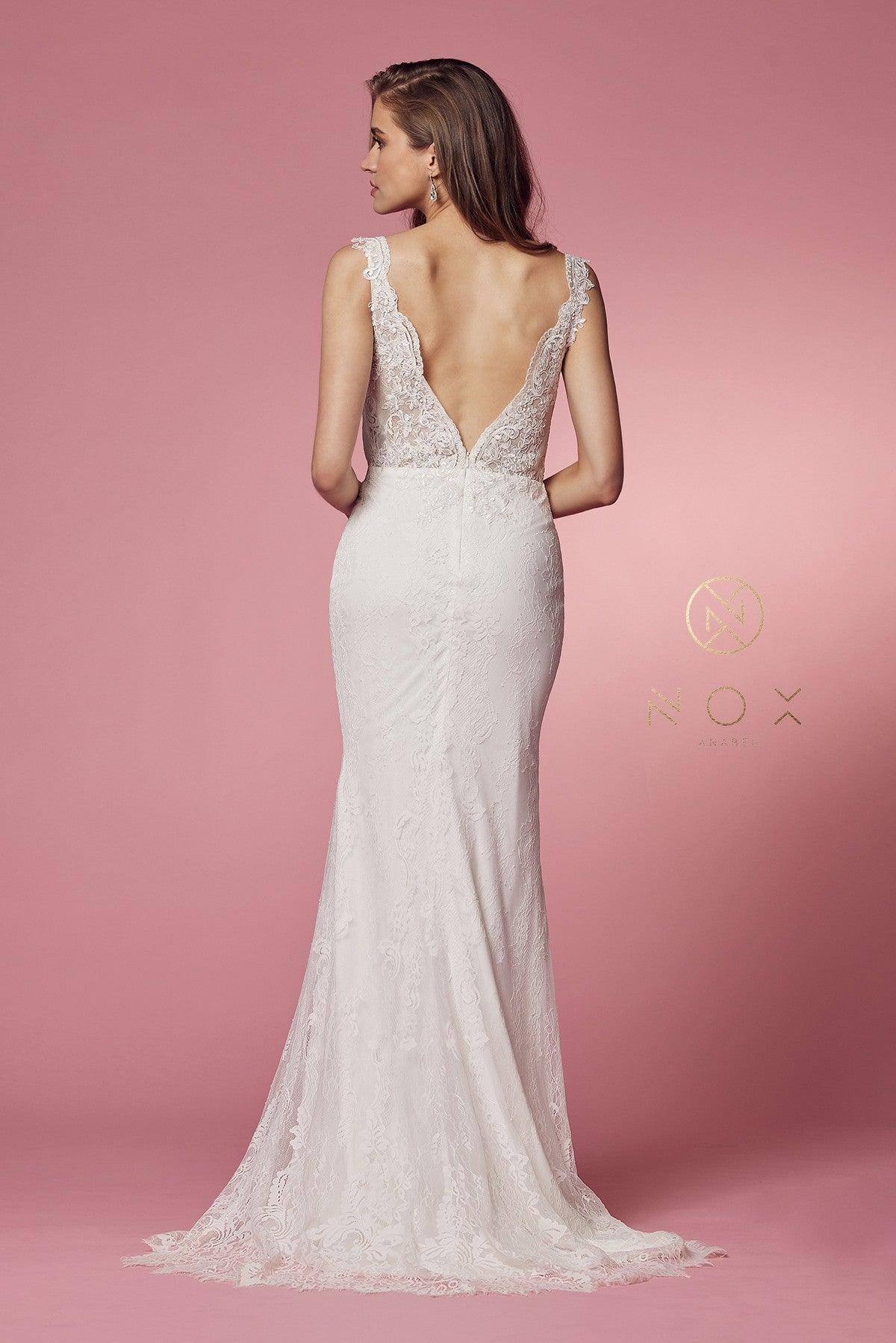 Sleeveless Formal Long Wedding Gown - The Dress Outlet