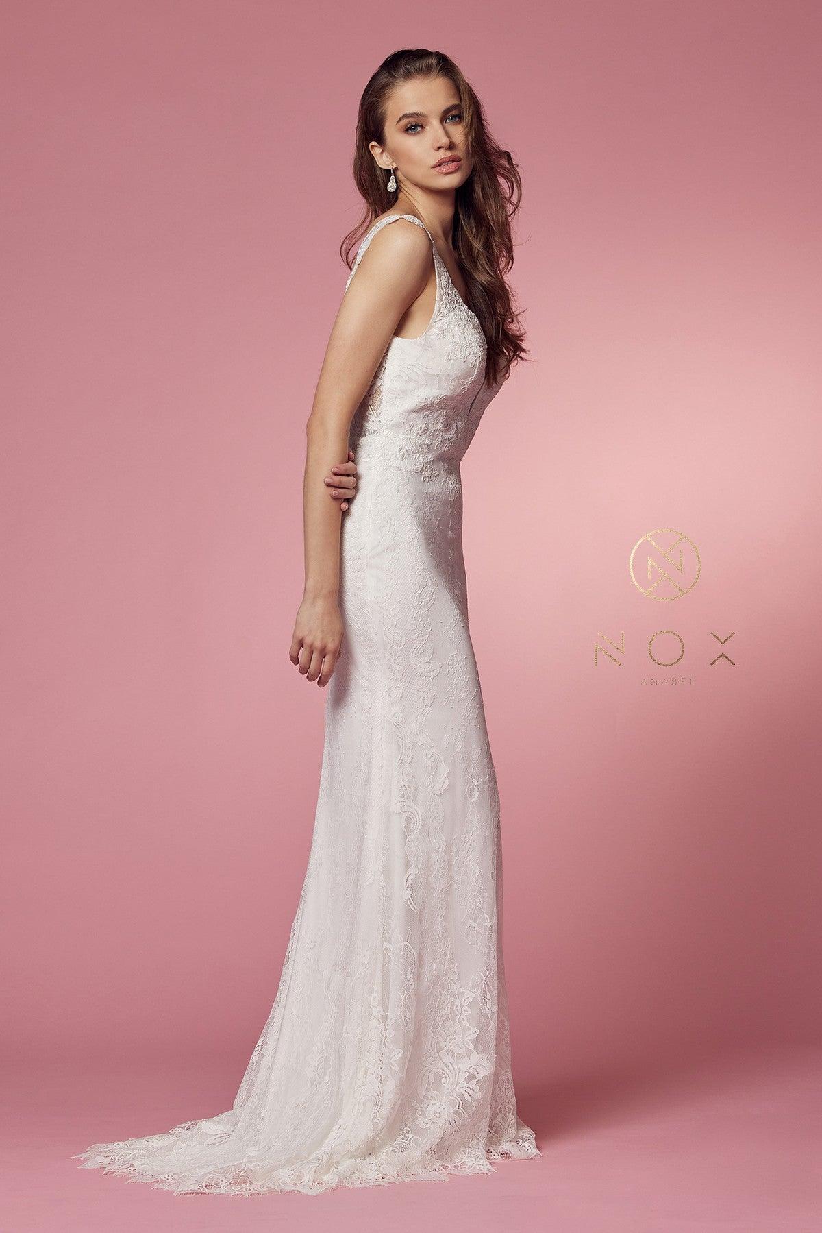 Sleeveless Formal Long Wedding Gown - The Dress Outlet