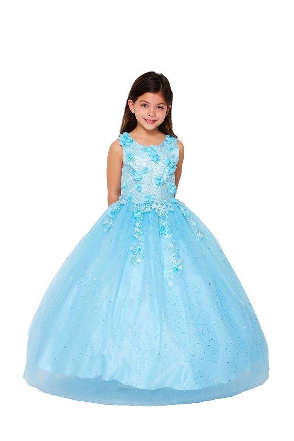 Sleeveless Long A-line Flower Girls Dress - The Dress Outlet