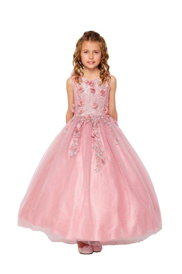 Sleeveless Long A-line Flower Girls Dress - The Dress Outlet