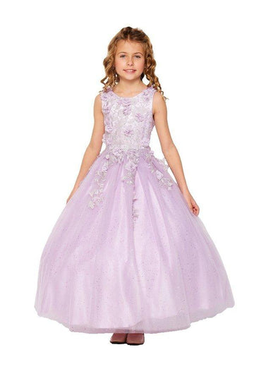 Blue Flower Girl Dress Coral Half Sleeve Rustic Princess Wedding Party Ball  Gown