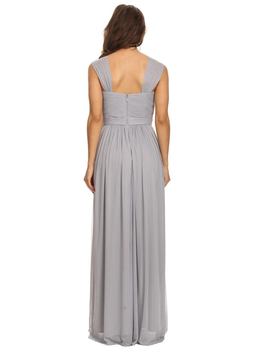 Sleeveless Long Bridesmaids Pleated Dress - The Dress Outlet