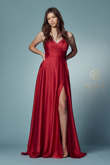 Entyinea Winter Dresses for Women Off Shoulder Formal Dress Wedding Guest  Elegant Sleeveless Split Prom Midi Dresses,Red S 
