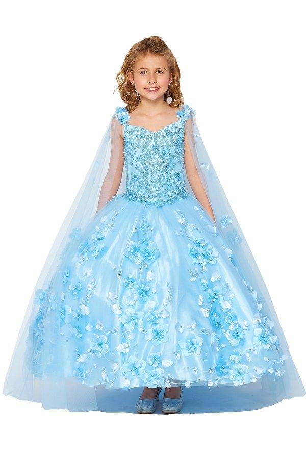 Sleeveless Long Flower Girls Dress - The Dress Outlet