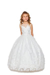 Sleeveless Long Flower Girls Dress - The Dress Outlet