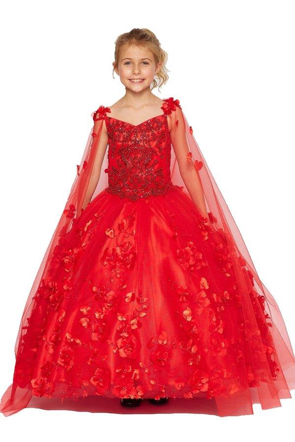 Sleeveless Long Flower Girls Dress - The Dress Outlet