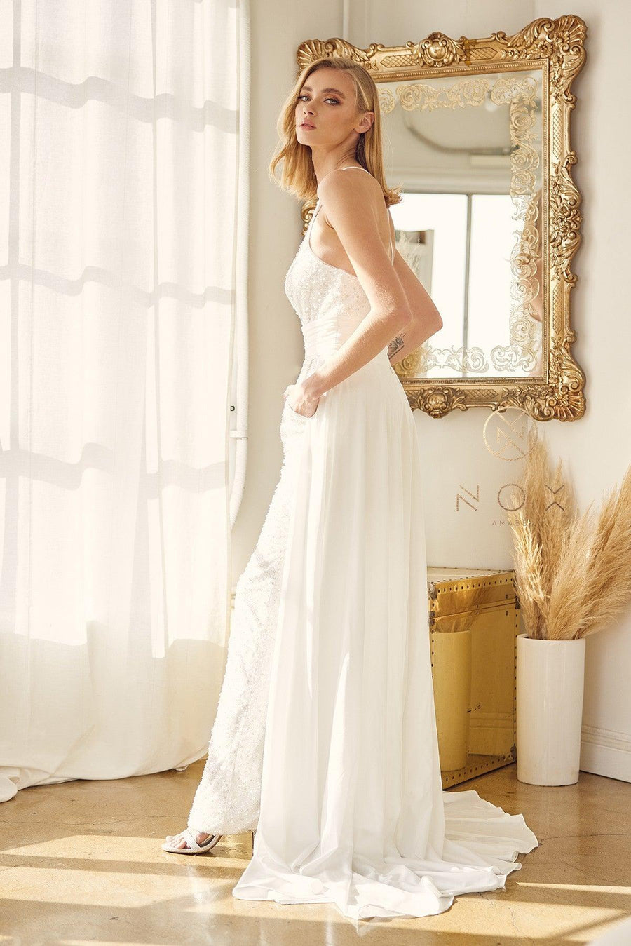 Sleeveless Long Jumpsuit Wedding - The Dress Outlet