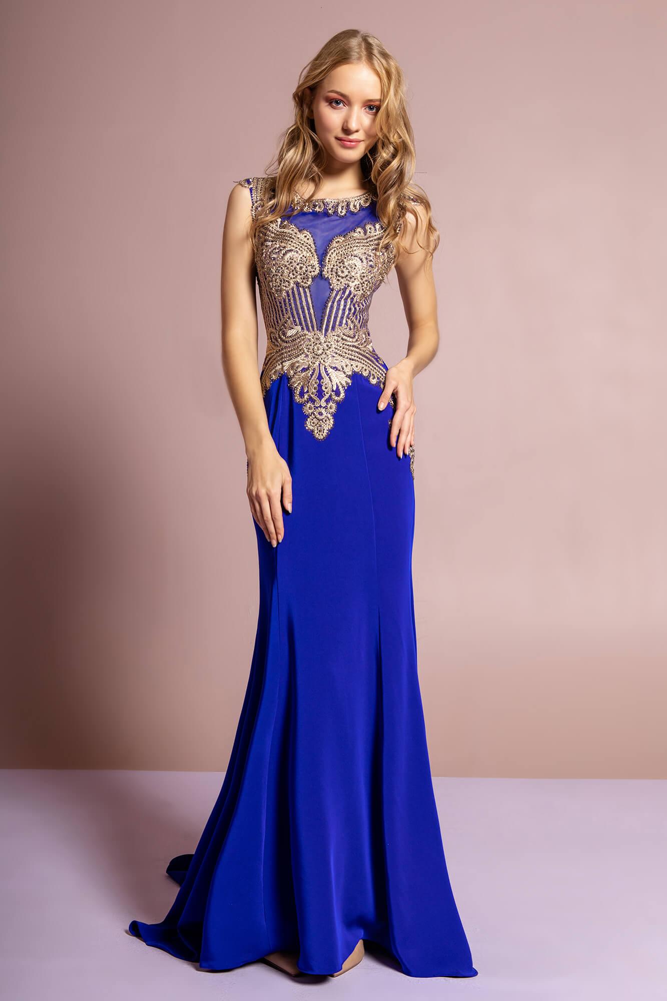 Sleeveless Prom Long Dress Formal Train - The Dress Outlet Elizabeth K