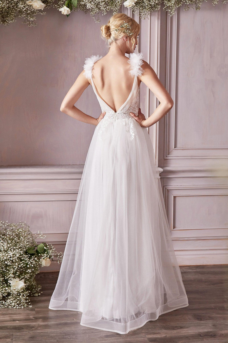 Sleeveless Long Tulle Wedding Dress - The Dress Outlet