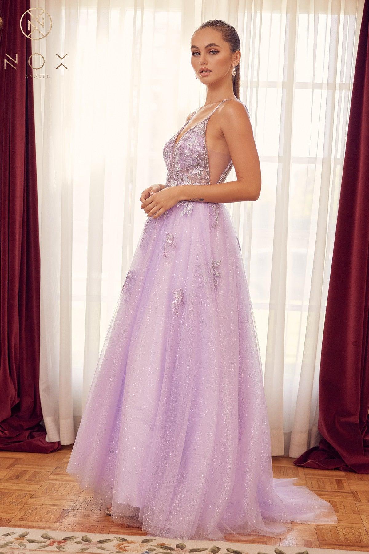 Spaghetti Strap A-Line Long Prom Dress - The Dress Outlet